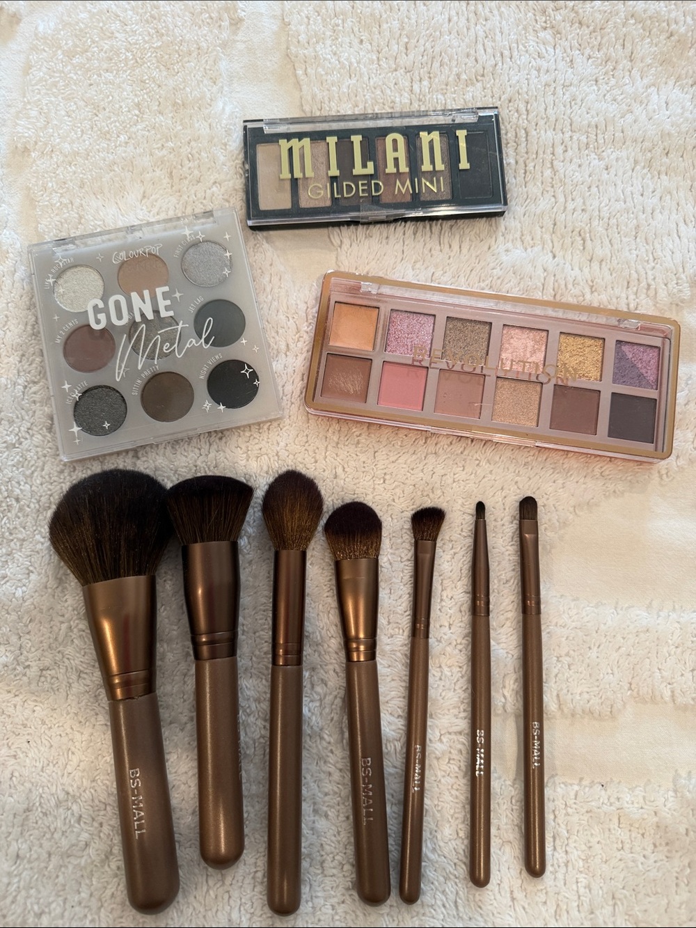 Makeup Brush Set with 3 eyeshadow palettes. Opened, but new/never used
